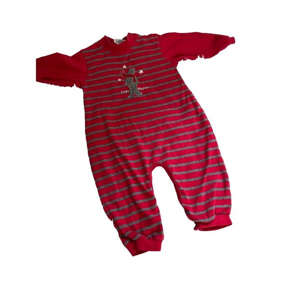 Baby B'Gosh Vintage Striped Romper Jumper Seal SOFT Gray Red Striped 18MOS - Picture 1 of 6